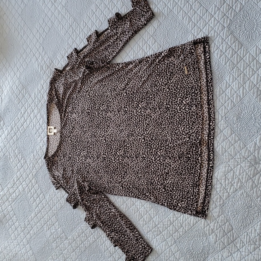 "Anne Klein" Blouse, Size S, Gray, Blk & White